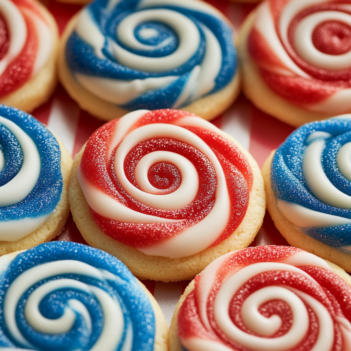 Red, White, and Blue Pinwheel Icebox Cookies