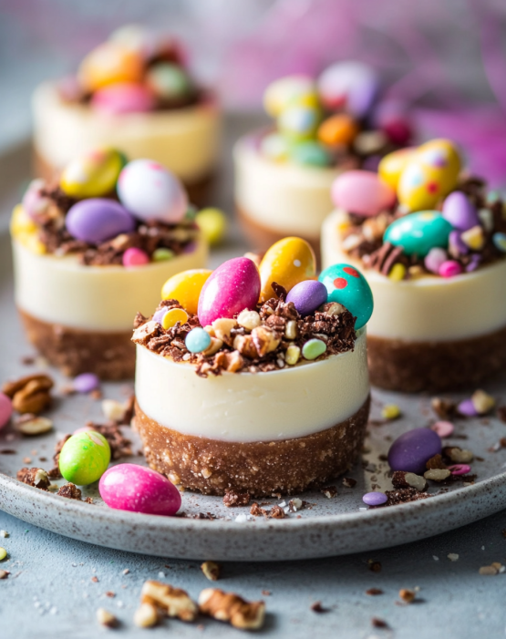 Easter No-Bake Mini Cheesecakes