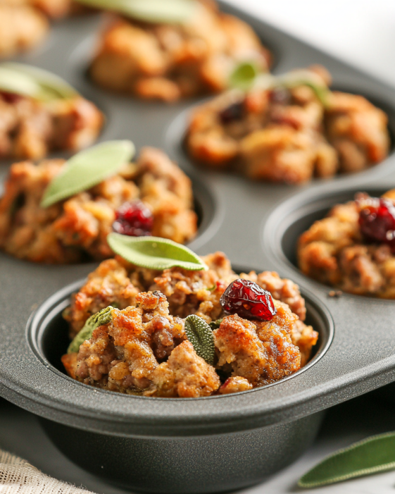 Sausage Cranberry Apple Stuffing Muffins
